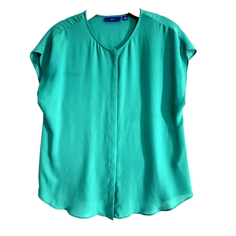 Apt.9 Women’s Semi-Sheer Button Down Sleeveless Tunic Top Blouse - M
